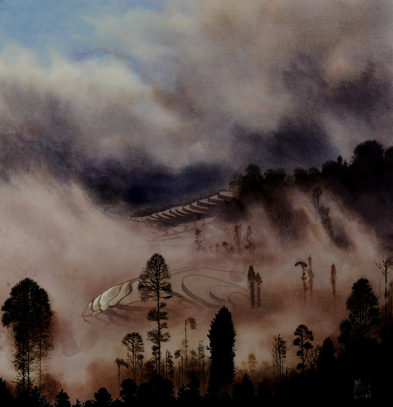 Between clouds and mists (watercolor) 2011